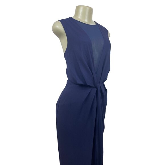 Asos Women’s Blue V Neck Mesh Floor Length Short Sleeve Maxi Dress Sz 10 - Picture 6 of 11